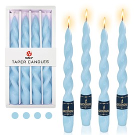 Blue Candlesticks Spiral Taper Candles,Gedengni 10inches Unscented Candle Stick Long Tapered Candle Twisted Candles for Anthropologie Home Décor Weddings Holiday Women Gifts,4pcs (Light Blue,22D)