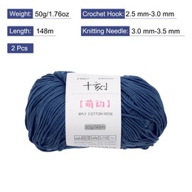Rebower Cotton Yarn,100% Cotton Soft Knitting Yarn [for Hand DIY Bag Cushion Crocheting Knitting Project Home Decor] -2 Packages of 100g/3.52oz(Per Skein 50g/164yards)/Dark Green