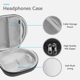 Geekria Shield Headphones Case Compatible with Bang & Olufsen Beoplay HX, H100, H95, H9 3rd Gen, H9i, Beocom Portal, Replacement Hard Shell Travel Carrying Bag with Cable Storage (Dark Grey)