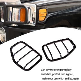 Lcojicep Turn Signal Light Grilles Compatible with Hummer H3 2005-2009, Side Blinker Light Cover Guard, Car Side Marker Light Grill Protector Cover, Side Marker Light Covers Guard Trim(2PCS)