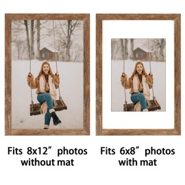 TOFOREVO Picture Frames 8x12 Set of 2 Rustic Wood Grain Photo Frame for Gallery Wall Mounting or Tabletop Display