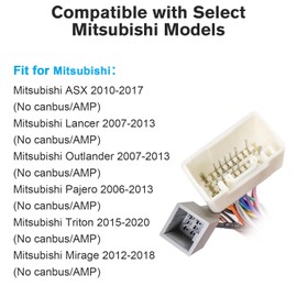 Zenoruslky 20Pin Radio Wiring Harness Adapter 16Pin ISO Android Car Stereo Wire Harness Kit RCA Connector Compatible with Mitsubishi Outlander Lancer ASX Mirage Pajero Triton