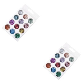 Healvian 2 Sets 12 Nail Set Cross Sequins Paillette Glue Heart Shape Manicure Decor Nail Rhinestones Kit