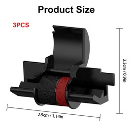 IR-40T Ink Ribbon Ink Roller, Pack of 3 Ink Roller ABS POM, Ink Roller Black/Red, Ink Roller IR-40T Compatible Ink Ribbons for Canon CP13/MP-12D/MP-120DH, Black/Red Ink Roller for Casio IR40T