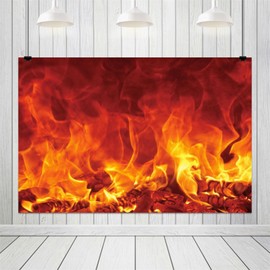 ZJRBJB 8x6ft Burning Fire Backdrop Flames Backdrop Dancing Flame Black Photography Background Birthday Party Campfire Bonfire Party Supplies Fire Party Decorations Portrait Photo Props