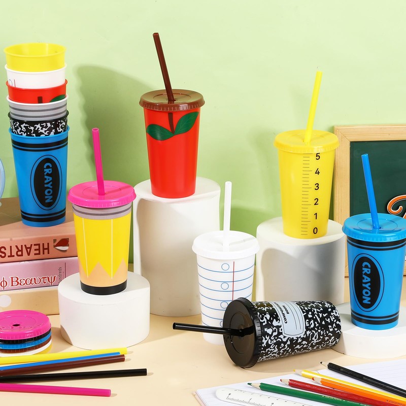 Jansun 12 Pack Teacher Appreciation Reusable Coffee Cups Plastic Tumblers