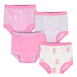 Gerber Baby Girls Infant Toddler 4 Pack Potty Training Pants Underwear Lavender and Pink 2T