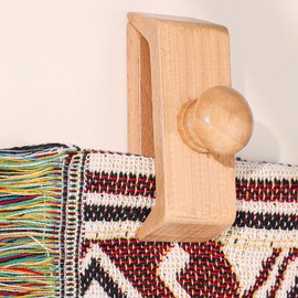 Marsui 4 Pcs Wood Tapestry Hangers, 4 Small Quilt Hanger for Wall Hanging Blanket Hanger Clamps Carpet Rug Display Wooden Wall Clips for Hanging Small Clips and Screws for Quilts Rugs Art (Brown)