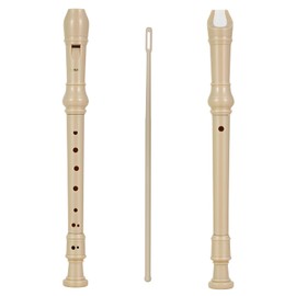 Recorder Instrument, 8 Hole Flute Plastic German Fingering, Soprano Recorder Instrument for Beginners School Student Home Entertainment (White)