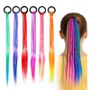 6PCS Colored Hair Extensions for Kids, Gradient Rainbow Braid Ponytail