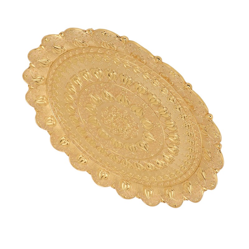 Turkish Tea Coffee Serving Tray Vintage Style Embossed Pattern Round