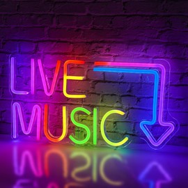 Horseneon Live Music Neon Sign Music Neon Light Sign with Changing RGB Lights Letter Neon Light Music Neon Lights with Remote Control for Bedroom Bar Music Studio Party