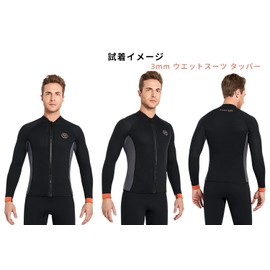 D340136M-BK-M Men's Tupper-Wet Jacket, 0.1 inch (3 mm), Front Zip, Neoprene, Long Sleeve, Wet Jacket, Surfing, Diving, Marine Sports, Snorkeling, Fishing