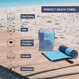 4Monster Microfibre Beach Towel, Ultra-Light, Sand-Resistant Towel, Quick-Drying, Absorbent Sports Towel for Beach, Pool, Water Sports, Yoga, Fitness