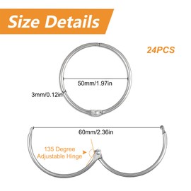 MOROBOR Shower Curtain Rings, 24 Pieces Rustproof Shower Curtain Hooks Decorative Metal Rings for Bathroom Shower Rods Curtains (Silver)