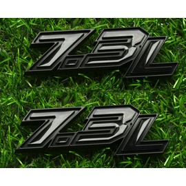 2Pcs 7.3L Emblems 3D Power Stroke Turbo Side Badge Nameplate Decal Stickers Logo (Black)