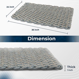 Wicked Good Doormats Outdoor Door Mat, The Original Lobster Rope Doormat, All Weather Mats, Woven Door Mat from Nautical Rope, Front Door Welcome Mats, (Silver/Dark Tan Double Weave, 18 x 30)