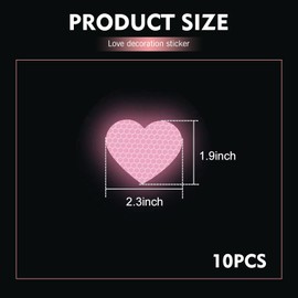 Dogary 10 PCS Heart Decals for Cars, High Strength Reflective Anti-Scratch Stickers, Waterproof Sticker on Rainy Days Accessories, Night Safety Warning, Suitable for Most Car Models (Pink)