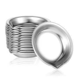 MBAIYO 18 Stücke Mischpalette,Edelstahl Farbschale Runde Farbschale Silber Paletten Für DIY Kunst Künstlerische Kreationen