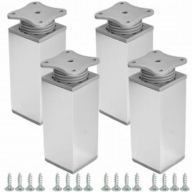 STOLMET Furniture Feet for Furniture, Pack of 4, 150 mm, Furniture Legs, Living Room, Kitchen, Bedroom, Cabinet, Sofa Armchair, Plastic, Height Adjustable, Shiny Chrome