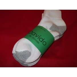 Davido women socks ankle/quarter made in Italy 100% cotton 4 pairs white siz 6-8