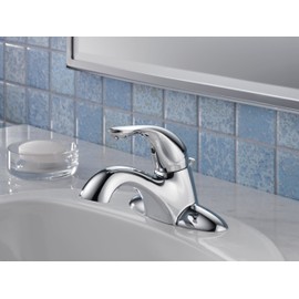 Delta Faucet Classic Centerset Bathroom Faucet, Chrome Bathroom Faucet for Bathroom Sink, Bathroom Sink Faucet, Diamond Seal Technology, Metal Drain Assembly, Chrome 520-MPU-DST, 5.00 x 6.50 x 5.00 inches