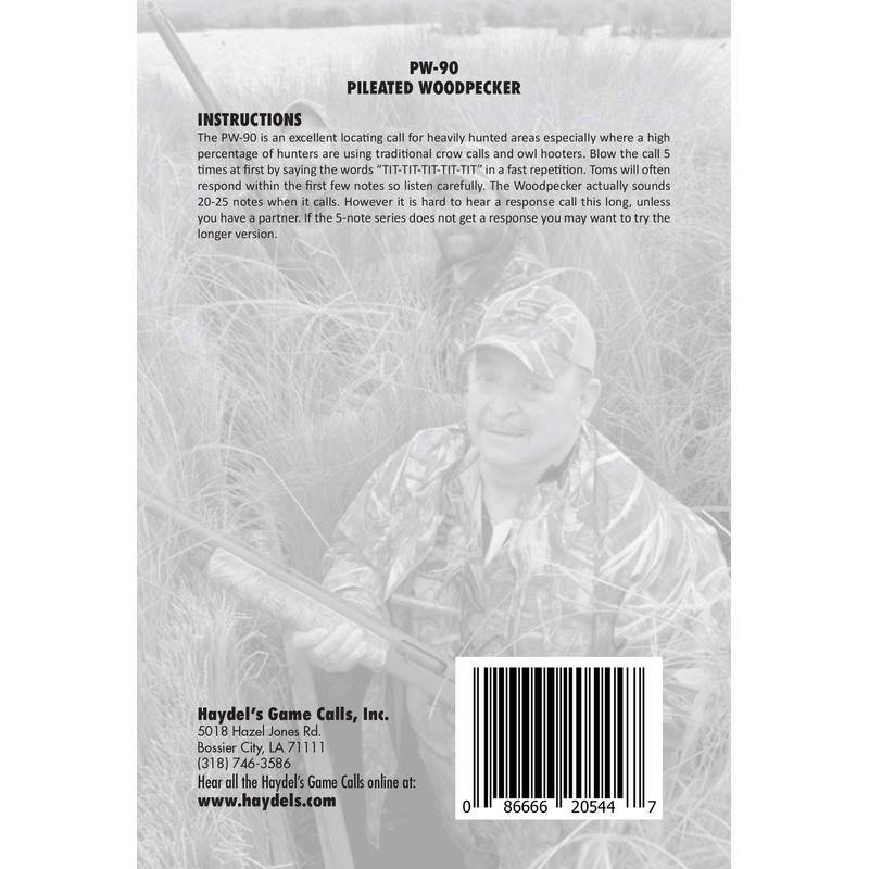 Haydel's Game Calls Inc. PW-90 Pileated Woodpecker Call, Turkey Locator