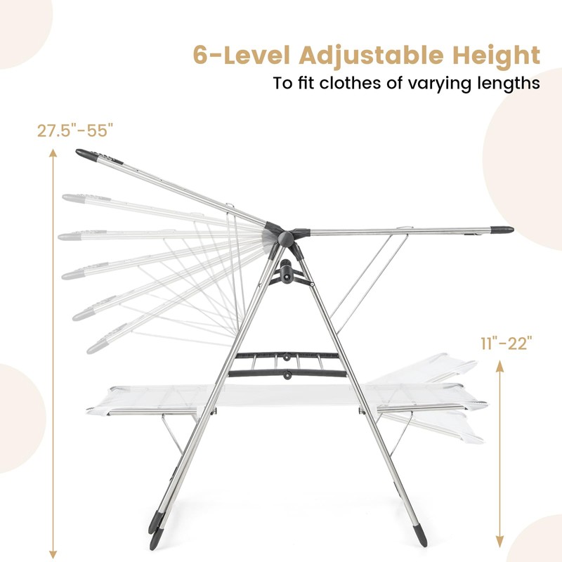 Giantex Clothes Drying Rack, Stainless Steel Foldable Laundry Drying Rack