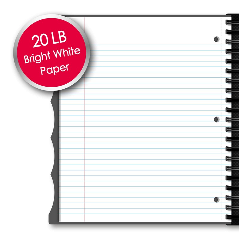 iScholar iQ 5-Subject Poly Cover Wirebound Notebook, College Ruled, 11