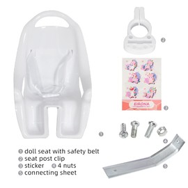 EIRONA Children's Bicycle Doll Seat with Sticker DIY for Girls, Bicycle Dolls Seat, Children's Bicycle Accessories, White