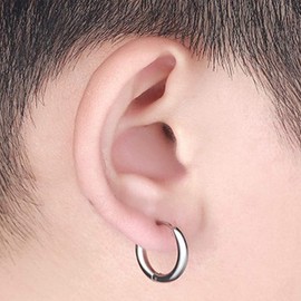Yesallwas 8 Pieces Hoop Earrings for Men Women,Stainless Steel Round Earrings black silver