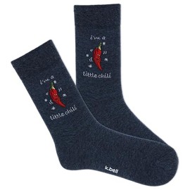 K.Bell Women's I'm A Little Chilli Crew Sock 1 Pair Pack, Denim Heather, Shoe Size: 4-10