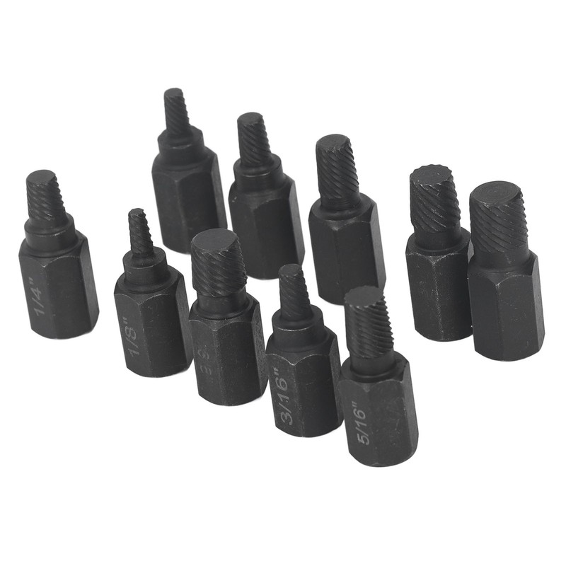 10Pcs Broken Screw Extractor Set 1/4 7/32 3/16 5/32 1/8