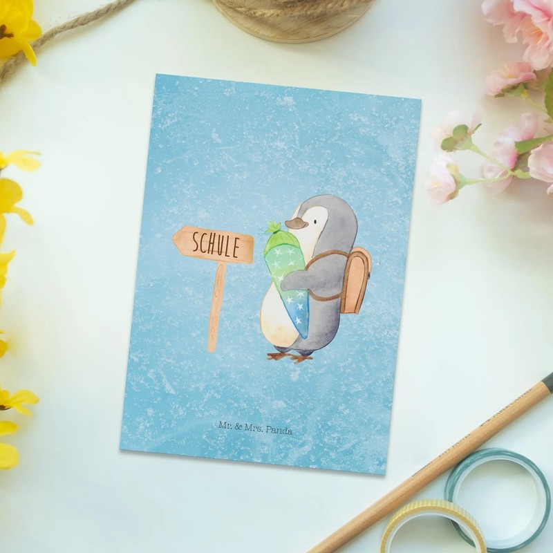 Mr. & Mrs. Panda Postcard Penguin School Cone - Gift,