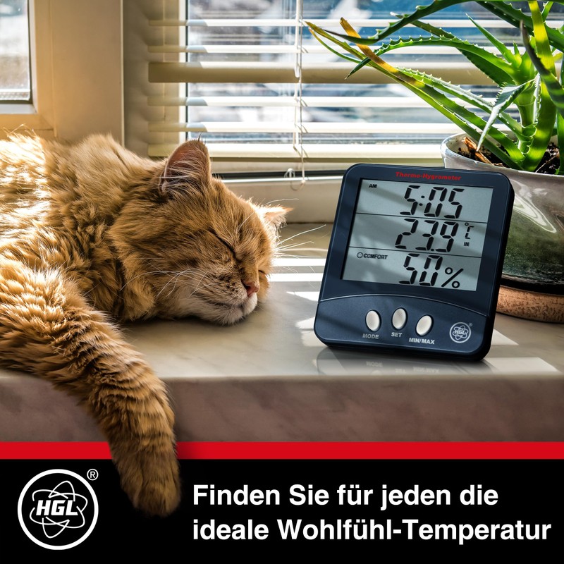 HGL - 100 Thermometer and Hygrometer with Large LCD Display,