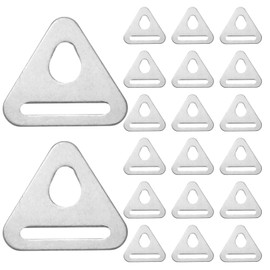 TIXIPEM Stainless Steel Triangle Piece [20PCS] - Tent Triangle Use for Camping & Hiking & Picnic & Outdoor Activities- [Silver-1.4IN] Triangular Rope Buckle for Tent Guyline Tensioner