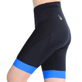 Beroy - Pantalones cortos de ciclismo para mujer con acolchado de gel 4D, cómodos para clases de bicicleta de centrifugado, pantalones cortos de ciclismo para mujer con acolchado (azul), color azul