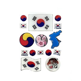 15 PCS Stickers Pack South Korea Flag Epoxy Stickers for Laptops, Phone, Window, Scrapbooking, Album