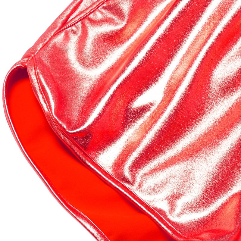 Mirawise Pantalones cortos metálicos brillantes para niñas, Rojo, 8-9 Años
