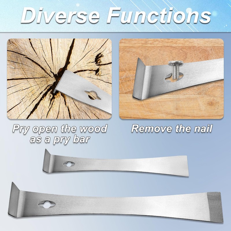 Stainless Steel Pry Bar Scraper Set, 2 Sizes: 9.25" and
