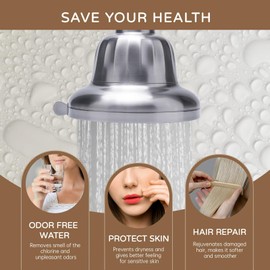 Kangbet High Pressure Filtered Shower Head - Shower Head with Filter | Shower Filter Head Reduce Impurities for Healthier Scalp, Reduce Hair Shedding,Soothe Dry Skin-Nickel