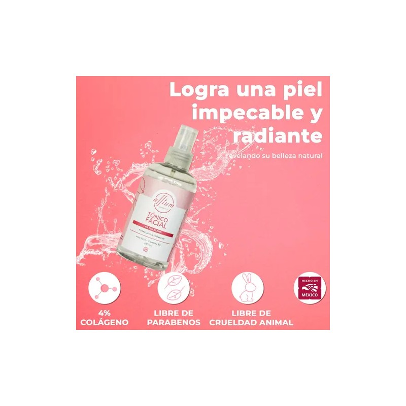 Tónico agua de rosas y hamamelis 5 % colágeno +