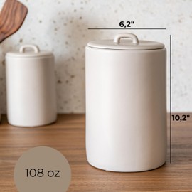 Maison May, Coffee Bar Accessories 108oz Ceramic Storage Jar with Airtight Lid, Available in 2 sizes to form a box set, Sugar and Flour Containers, Kitchen Essentials ideal for Farmhouse decor pantry