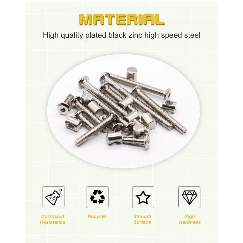40pcs Baby Bed Crib Screws Hardware Replacement Kit- M6x40mm/ 50mm/