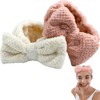 Spa Headband Facial Makeup Hairband Bowknot Head Wrap Coral Fleece