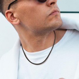 Mens Chains Black 30 inch Neck Chains for Men Long Black Necklace for Charm Snake Chain