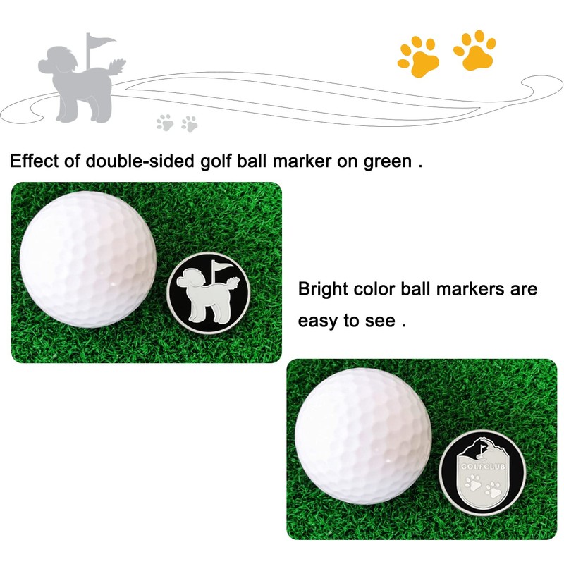 ADHERE Golf Ball Markers Unique Double Side Cute Poodle Enamel