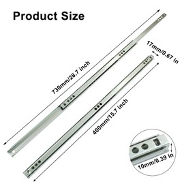 Dijedev 15.7 Inch Drawer Slides, 2pcs Metal Drawer Slides, Ball Bearing Two Way Slide Track Rail 0.7 inch Wide with Mounting Screw, Heavy Duty Dresser Drawer Slides for Kitchen Cabinet