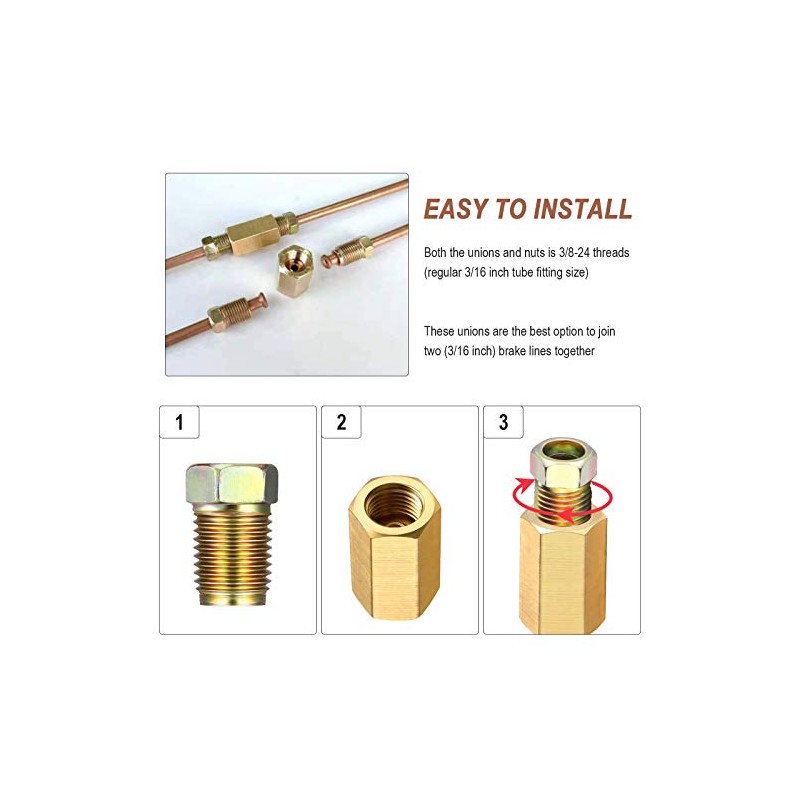 Nstarsmotor Brake Line Fittings Kit for 3/16" Tube, 15-Piece (5
