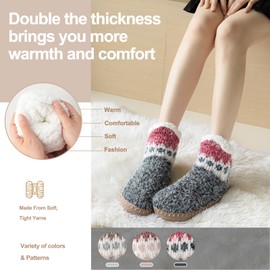 Vihir Hut Socks Women & Men & Winter Non-Slip Slippers Socks Slipper Socks Thick Slipper Socks Soft Stopper Socks Warm Hut Socks Winter Christmas Socks Gift 1 Pair, lightpink
